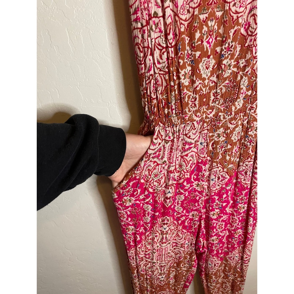 Show Me Your Mumu | Pink & Brown Beatrice Playsuit in Murocco Cloud Size Medium - Picture 7 of 7